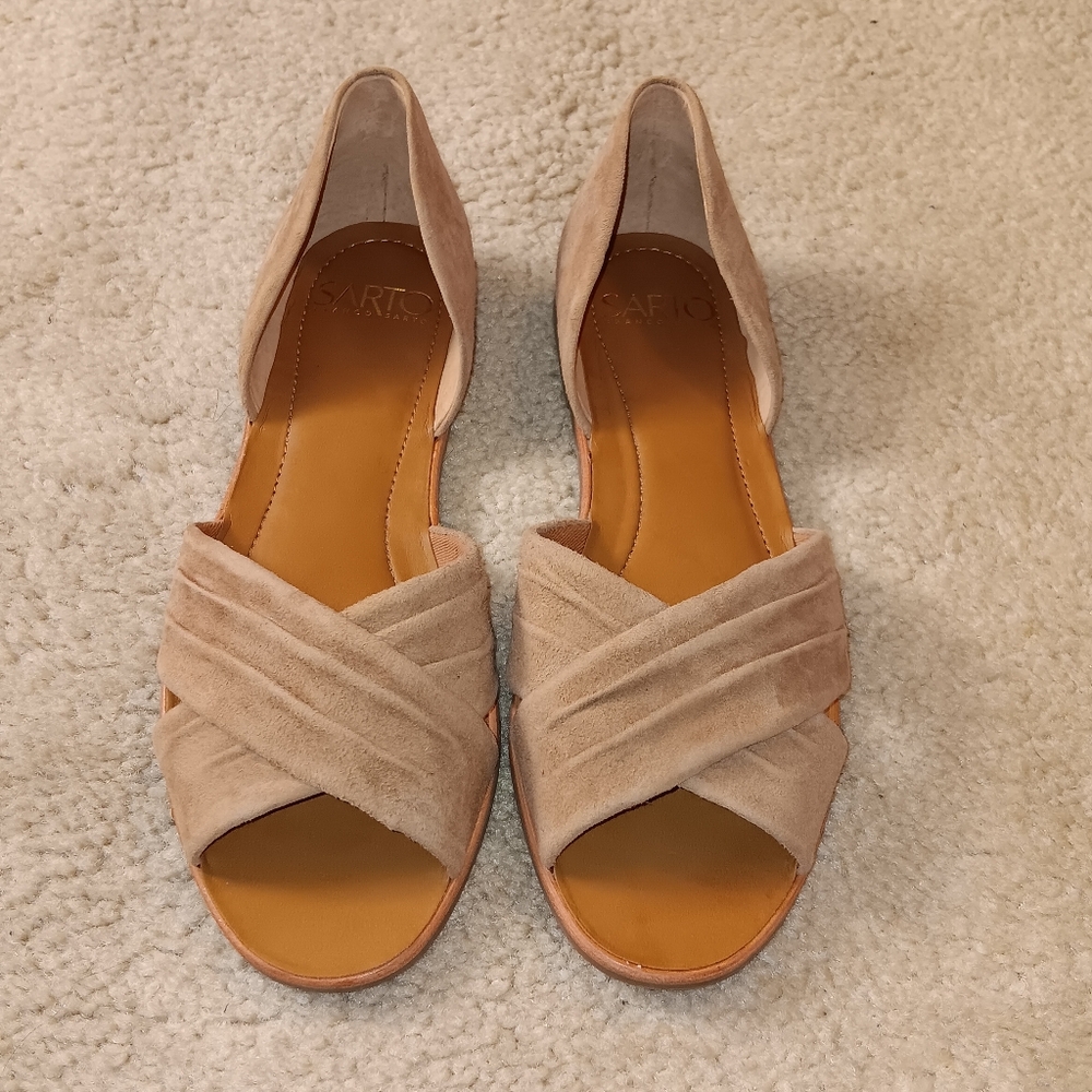 Franco Sarto A-Vala Suede Sandals Dk Sand 7.5M NEW in Box